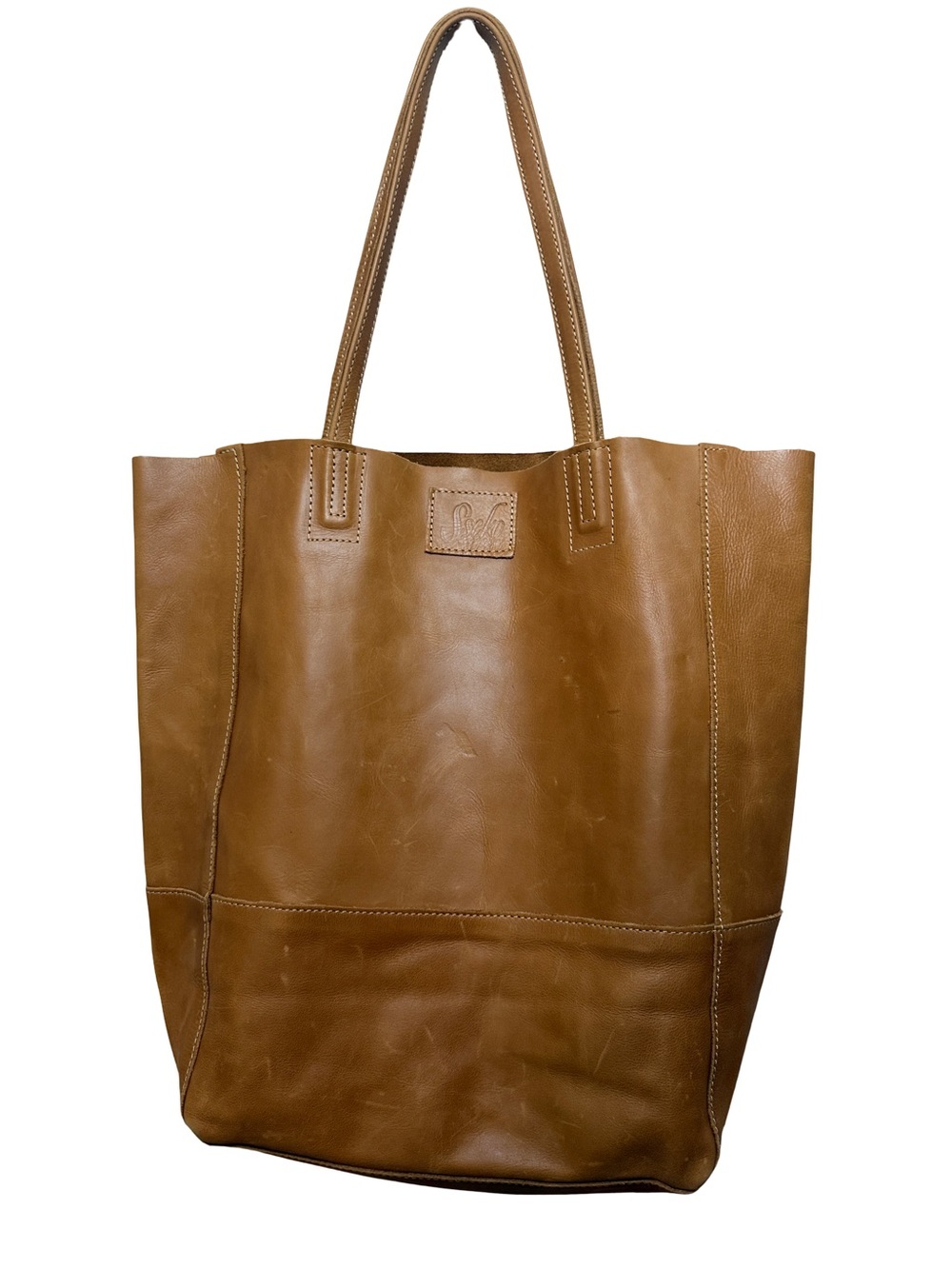 Sseko Safari Camel Leather Tote Bucket Bag